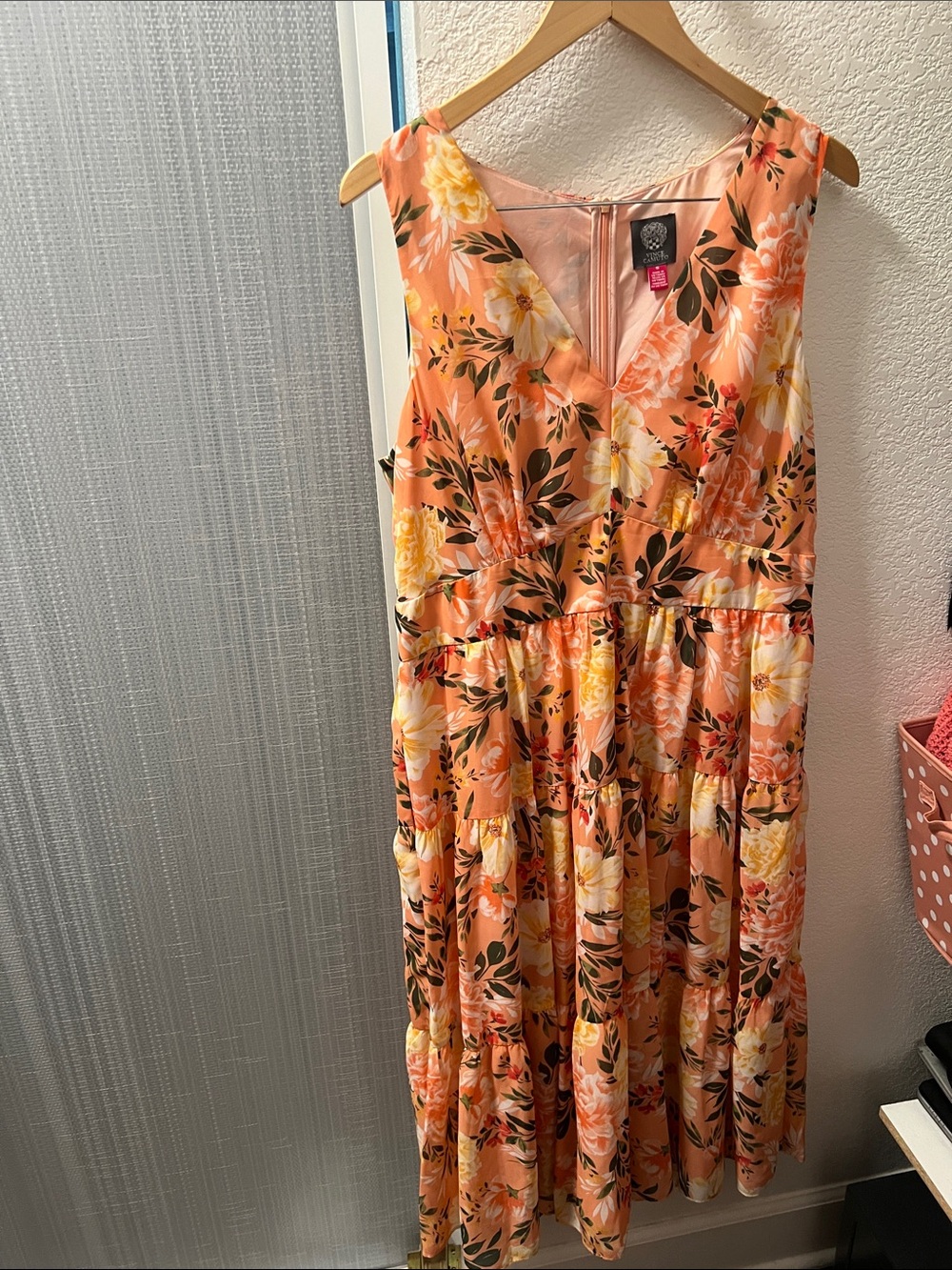 Vince Camuto Peach Floral Sleeveless Dress